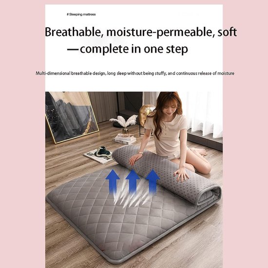 Futon Matras - Slaapmat Vloermat - Logeren Slapen - Opvouwbaar Lichtgewicht - 120 x 200 cm - Interstellair Blauw — afbeelding 2