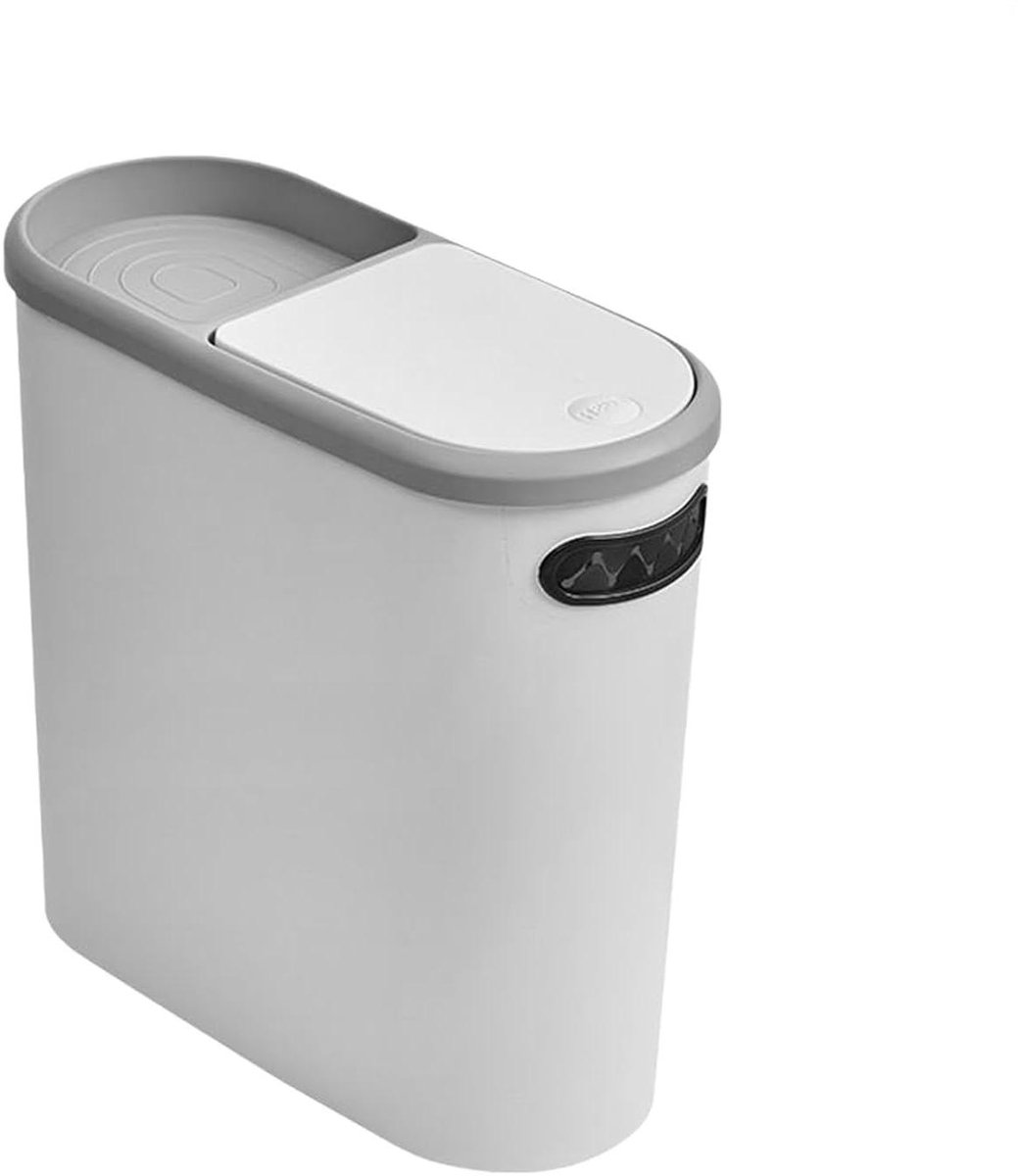 Afvalemmer - Prullenbak Vuilnisbak - Afval Beheren - Lekvrij Dubbel Deksel - 10 Liter - Wit
