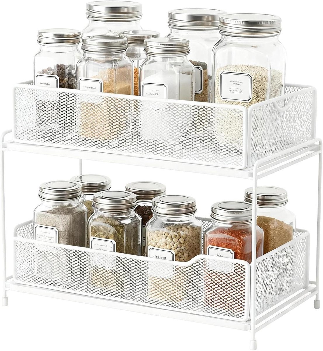 Gootsteen Organizer - Opberglade Keukenrek - Keuken Ordenen - Dubbele Laad - 265B x 20H cm - Wit