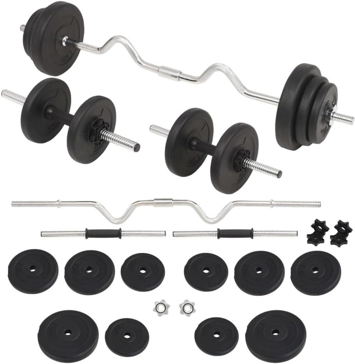 Halterset Gewichtheffen - Dumbbell Set - Krachttraining Thuis - Verstelbaar Gewicht - 30 kg - Zwart