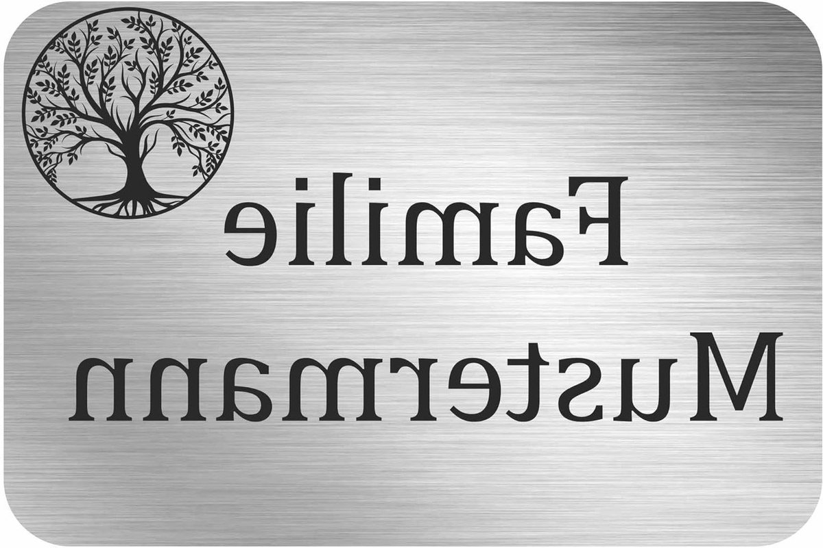 Naambordje Levensboom - Adresplaat Huisnummer - Huisnummer Aangeven - Aluminium Composietplaat - 150x100mm - Roestvrijstalen look
