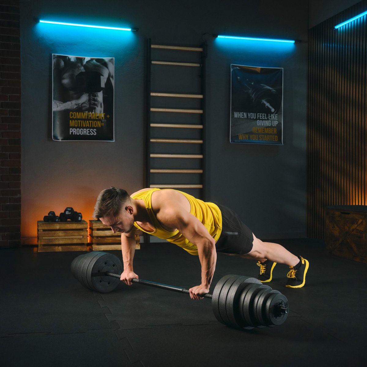 Trex Sport TX-055SG – Krachttraining Set – Fitness Set XXL – Rechte Stang 180 cm – Inclusief 55 kg Bitumen Schijven – Ø 25 mm thumbnail 3