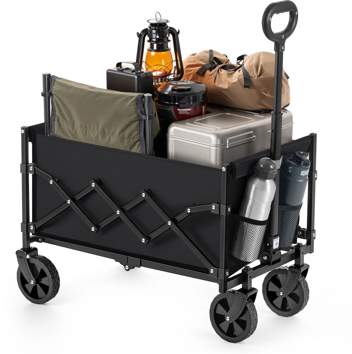 SmartLiving.Store - Bolderkar - Opvouwbaar - Trolley - Draaibare Wielen - Laadvermogen 180kg - Inhoud 90L - 42 x 67 x 90,5 cmZwart
