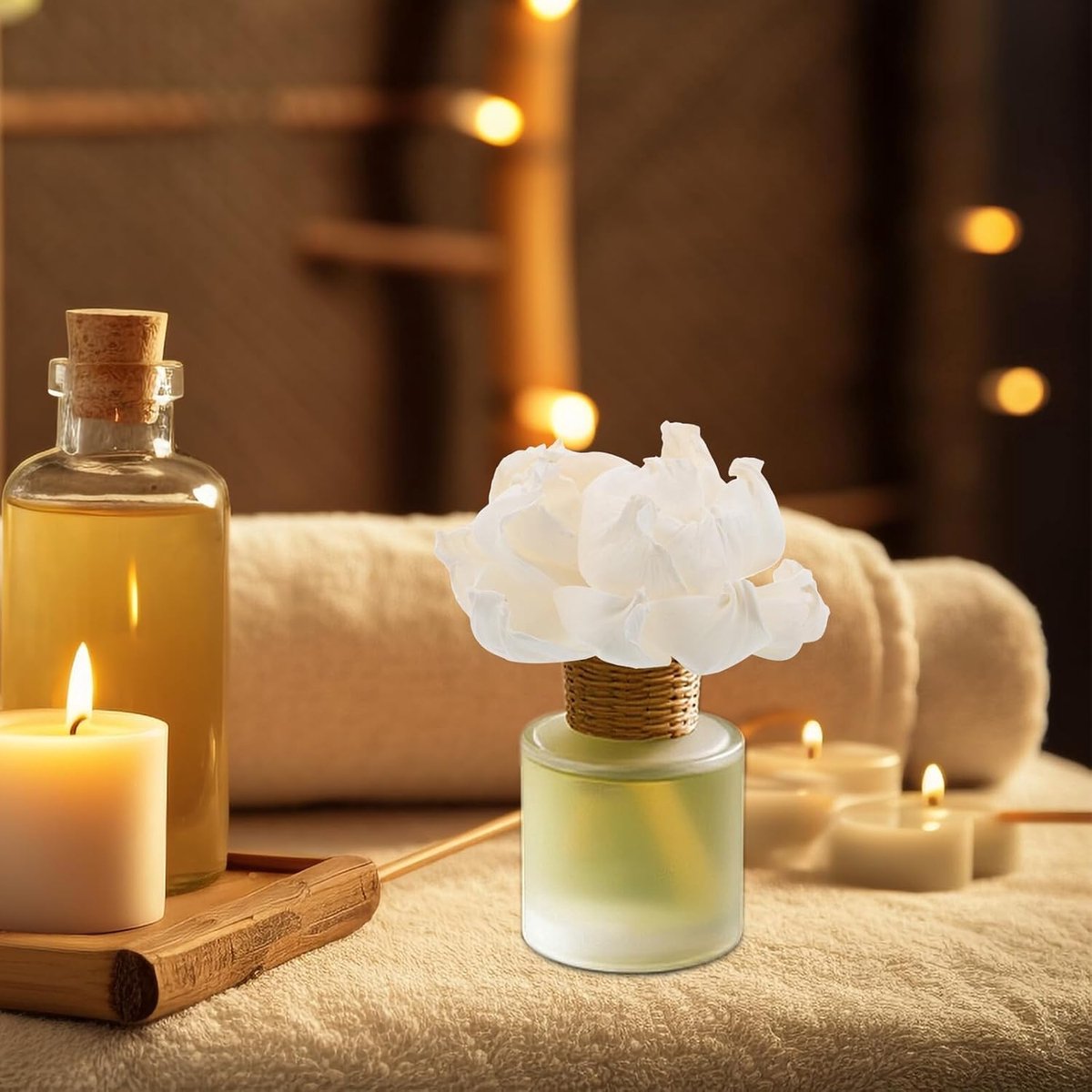 Diffusers Bloemvervanging - Aromatherapie Stokjes - Geur Verspreiden - Luxe Pioenrozen Design - 4 Stuks - Wit — cadeau in Wonen & Interieur - foto 3