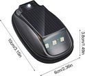 Zwarte, ovale solar stroboscooplamp met drie witte LED's en afmetingen 10x6x3.8 cm.