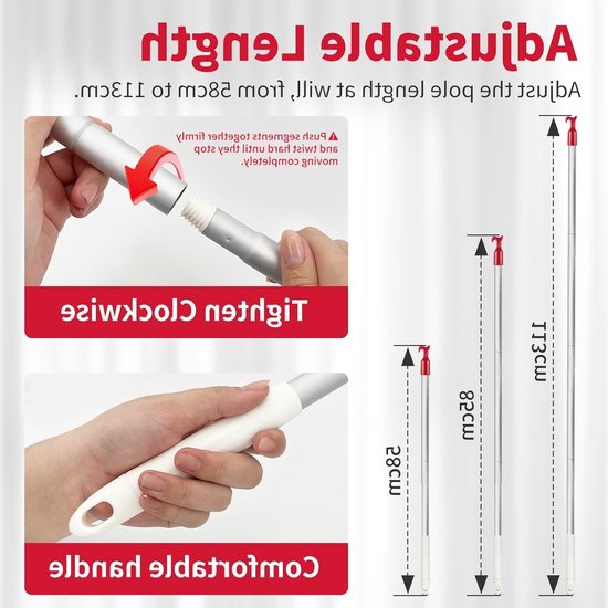 Haken voor Zoldertrap, Aluminium Haak voor Zolderluik, Stevige Stang voor Vloertrappen, Ideaal voor Dakramen en Openen van Zolderdeuren, 1.1 m, Set van 4 Stuks — afbeelding 3