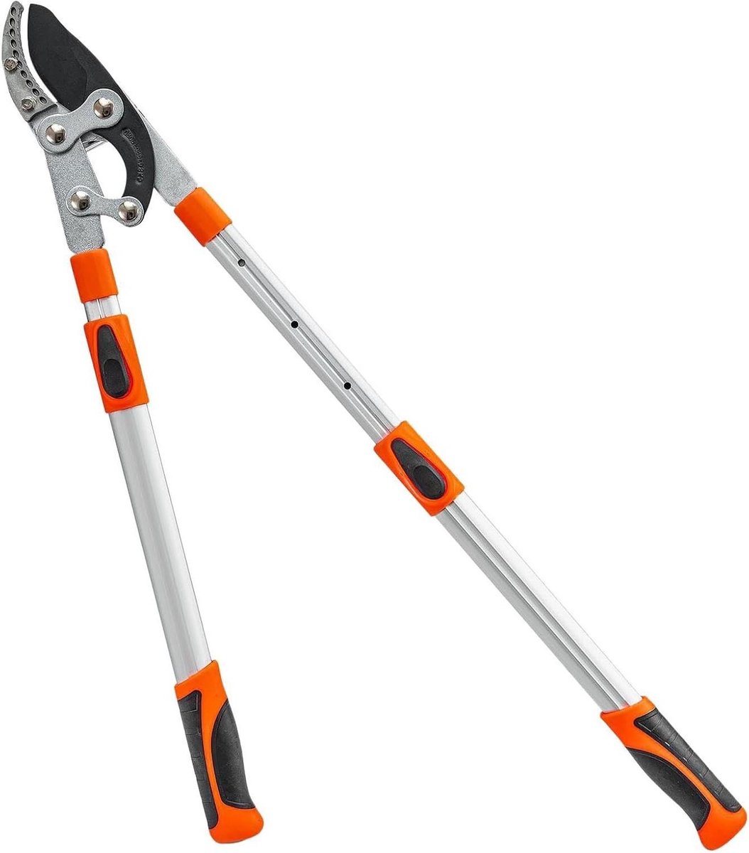 Tuinschaar Telescopisch - Boomknipper Lange Steel - Hoge Takken Snoeien - Verstelbare Lengte - Tot 97 cm - Oranje Wit