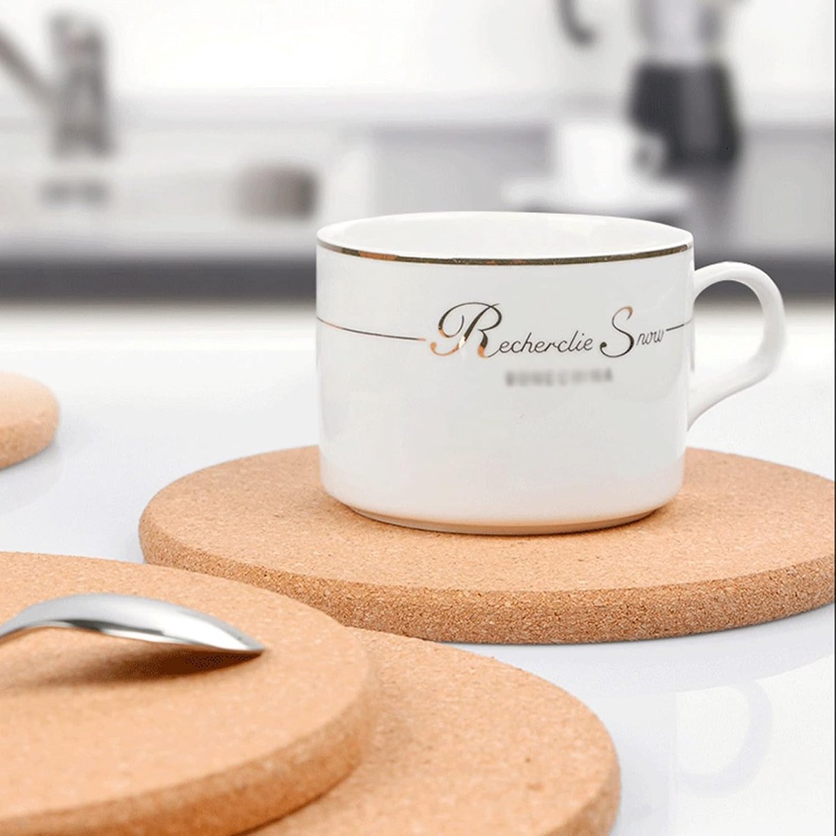 Drankonderzetters - Kurk Onderzetters - Tafel Beschermen - Absorberend Vocht - 4 Stuks - Bruin