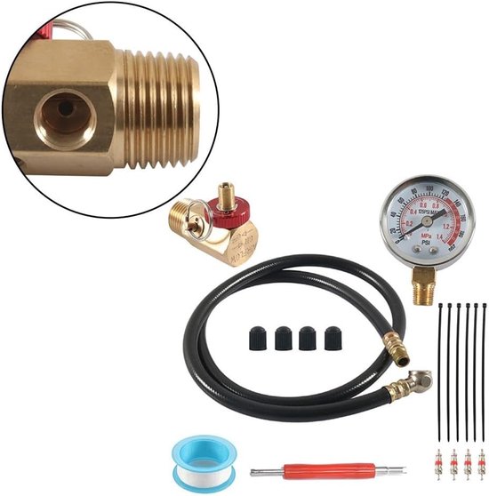 Lucht Tank Reparatie Kit - Compressor Onderhoud - Lekken Dichten - Met Nauwkeurige Meter - 19 Delig - Messing van lucht — afbeelding 2