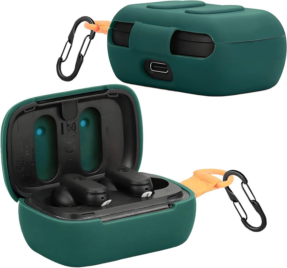 Hoofdzakelijke Oplaadcase voor Skullcandy Dime 3 Hoofdtelefoon met Sleutelhanger, Zachte Siliconen, Ultra Dun en Schokbestendig - Groen