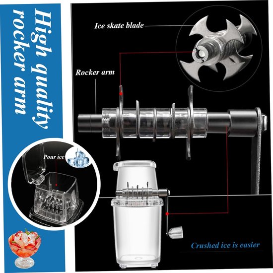 IJscrushers - 1,25 liter ijshouder - Handmatige ijscrusher -Slushy Maker - IJscrusher - Ijsvergruizer - Ijsblokjesmachine - Ijsblokjes machine - Schaafijs Maker - Crushed ice machine -Handmatig - IJsvergruizer - Transparant van Merkloos — afbeelding 3