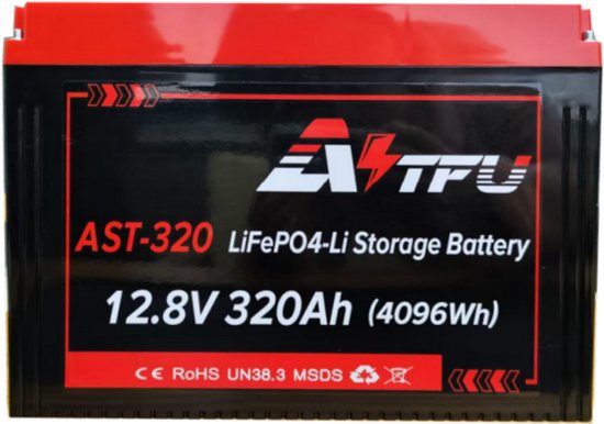 LiFePO4 320Ah Lithium Batterij 12.8V Thuisbatterij Hoge Capaciteit BMS Bluetooth Wifi Verwarming Off-grid