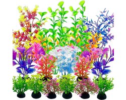 Aquarium Decoratie - Kunstplanten Set - Vis Verblijf - Realistisch Ontwerp - 23 Stuks - Groen
