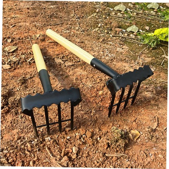 Handhark Tuin - Kleine hark - Onkruid wieden - Roestvrij staal - 36 cm - Zilver van Handhark — afbeelding 5