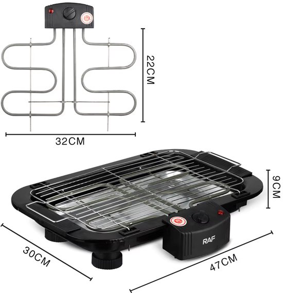Elektrische Grillplaat - Teppanyaki Bakplaat - Tafelgrill - 6 personen - Regelbare thermostaat - Geschikt voor thuisfeesten, kamperen en binnenbarbecue - Zwart — afbeelding 5