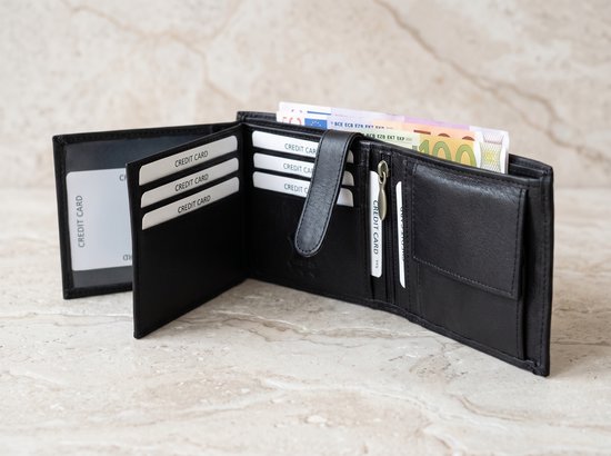 Lundholm en cuir Lundholm homme portefeuille en cuir homme noir - cuir nappa très souple - format portefeuille fin et idéal - cadeaux homme cadeaux fête des pères astuce cadeau