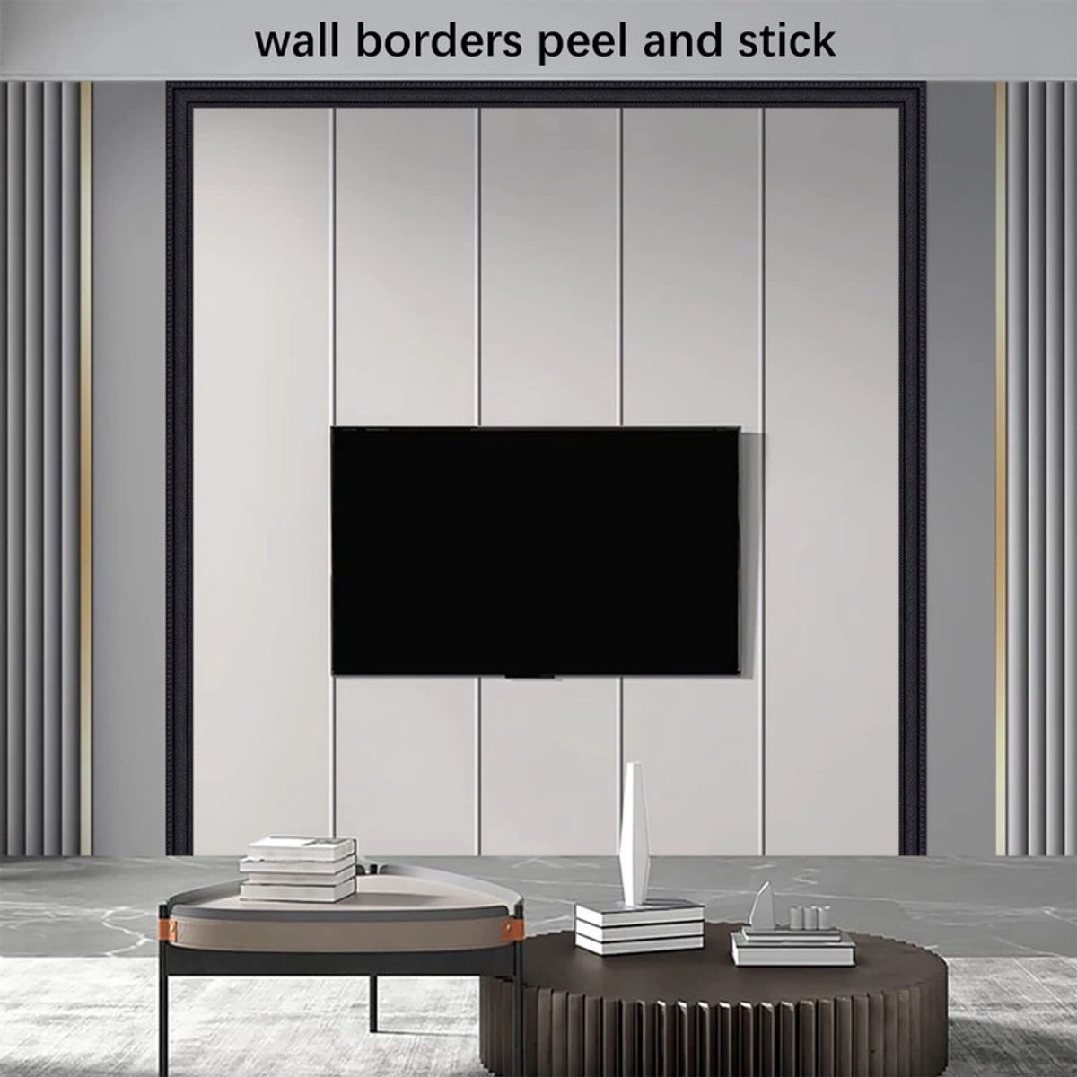 Zelfklevende Muurlijst / Kroonlijst - 3D Schuim Reliëf - ca. 230 cm - Voor Muur, Plafond & Meubel - Zwart — cadeau in Cadeau-ideeën - foto 3