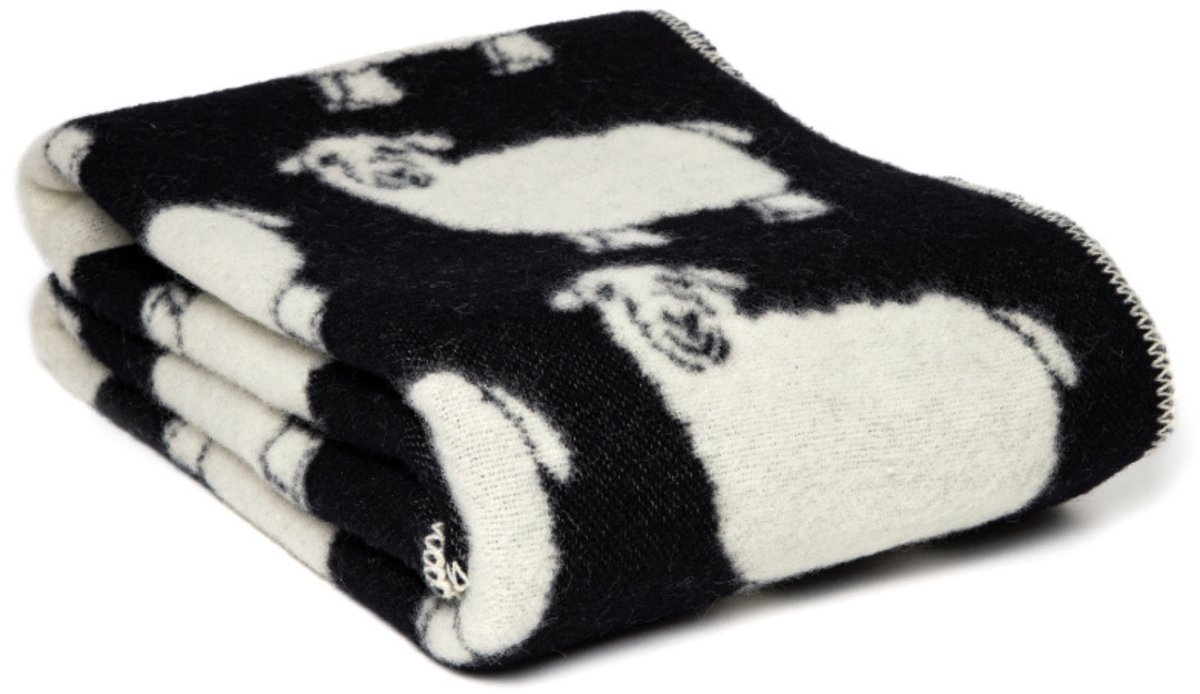 WOOOL® Wollen Deken - SHEEP Woola (Zwart) - 130x200cm - Omkeerbaar
