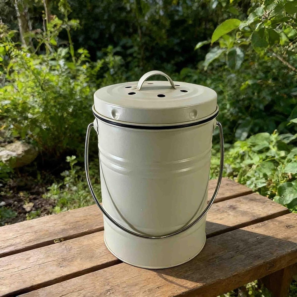 Compostbak Keuken - Voedselafvalcontainer Aanrecht - Keukenafval Verzamelen - Roestbestendig Metaal - 32L - Grijs