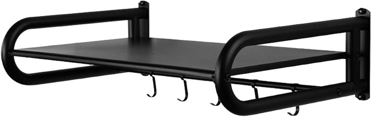 Magnetron Plank - Keukenrek Organizer - Keuken Organiseren - Met 5 Haken - 40-60 cm - Zwart