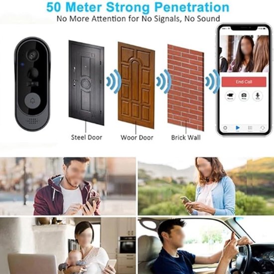 Draadloze Video Deurbel - 1080p Camera Twee-weg Talk voor smart Visual voor Tuya WiFi Remote Home Monitoring voor nacht — afbeelding 5