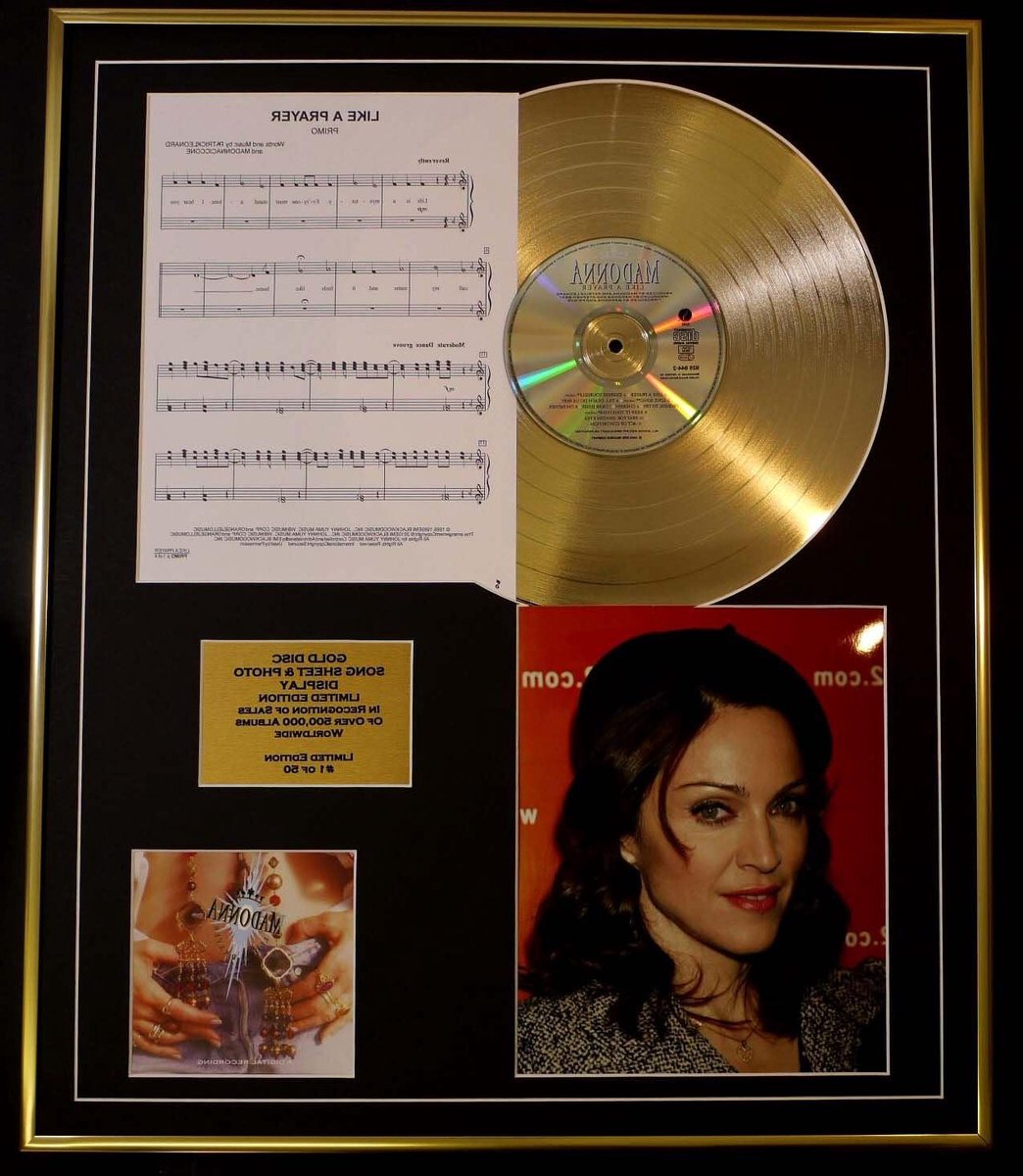 Muziek CD Display - Gouden Plaat - Muurdecoratie - Gelimiteerde Oplage - 60x50 cm - Goud