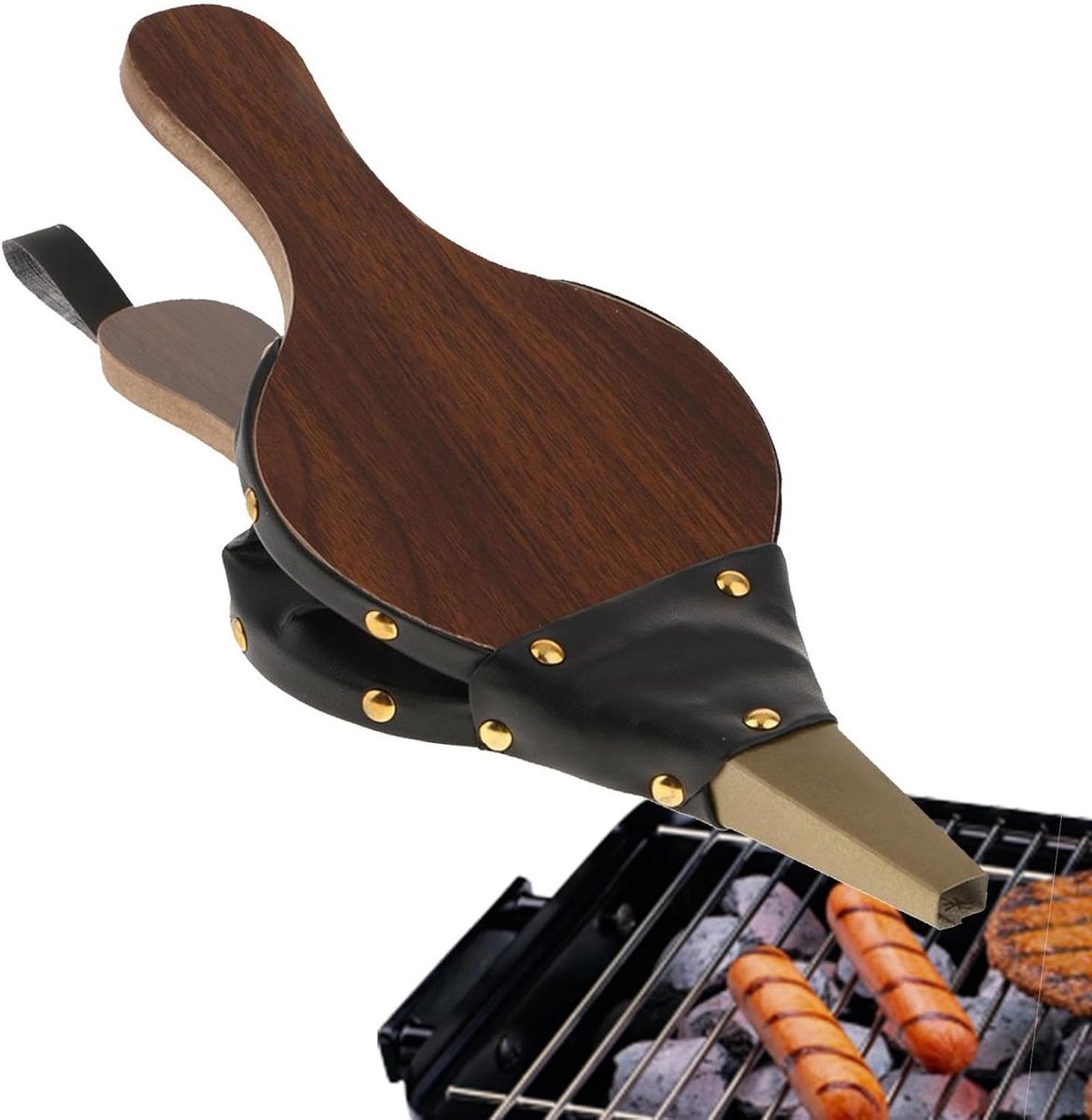 Hout Air Blower - Vuur Blaasbalg - Open Haard Aanmaken - Vintage Design - 38 cm - Bruin