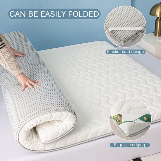 Japanse futon matras - Slaapkussen topper - Comfortabel slapen - Opvouwbaar en draagbaar - 120 x 190 cm - Grijs — afbeelding 5