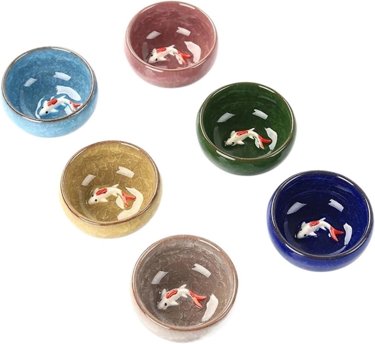 Theekopjes Set - Kung Fu Theeset - Thee Drinken - Crackle Glaze - 35ml - Goud
