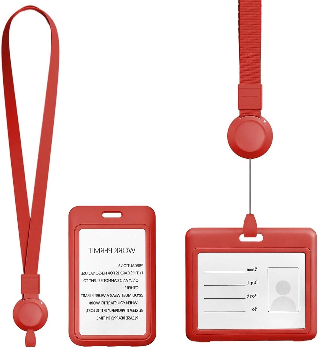 ID-kaarthoezen - Badgehouders - Veilig opbergen - Liggend staand formaat - 2 stuks - Rood