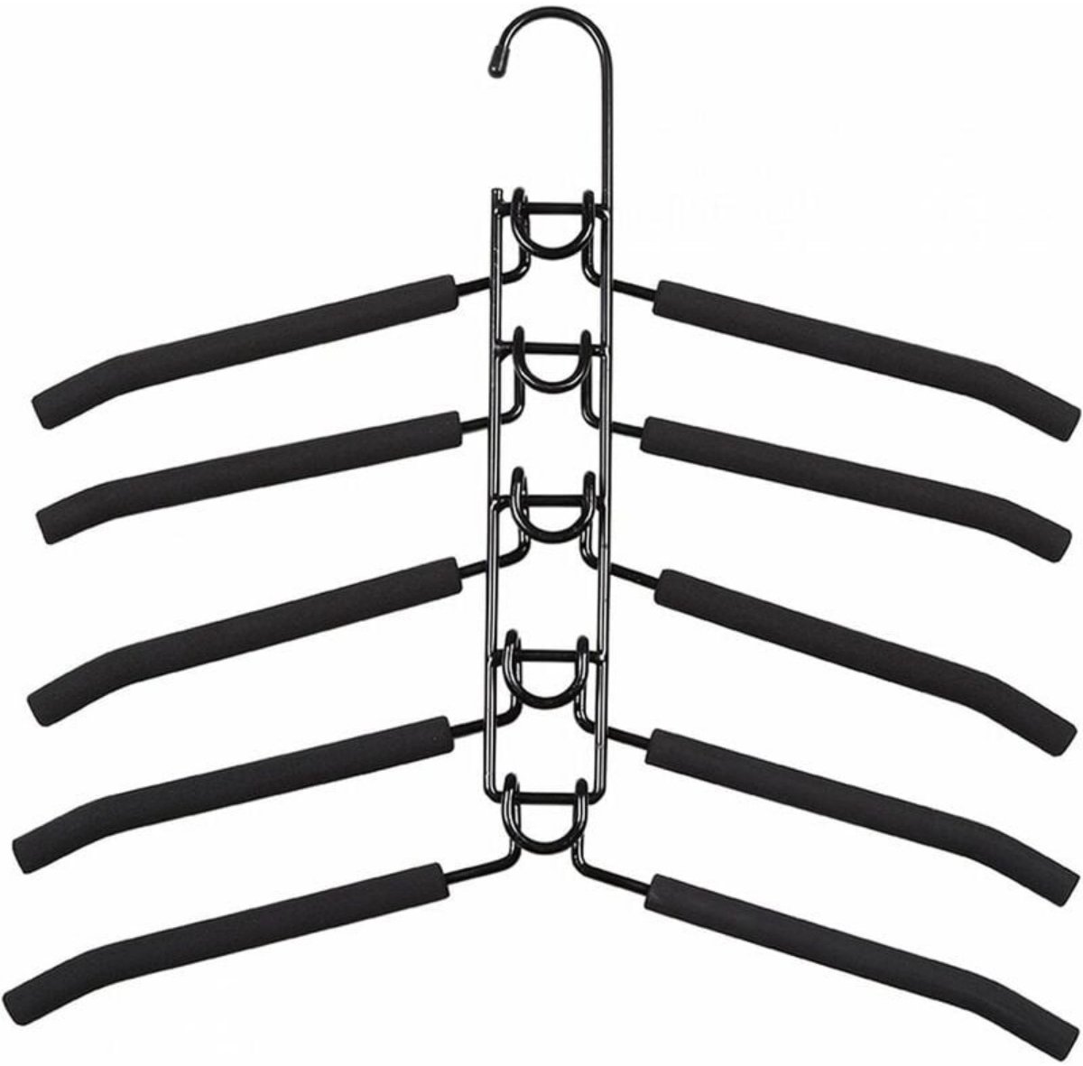 TOVBMUP Kledinghangers - Ruimtebesparende Kledinghanger - Kapstok - Antislip - Metaal - 5 Haken - Zwart