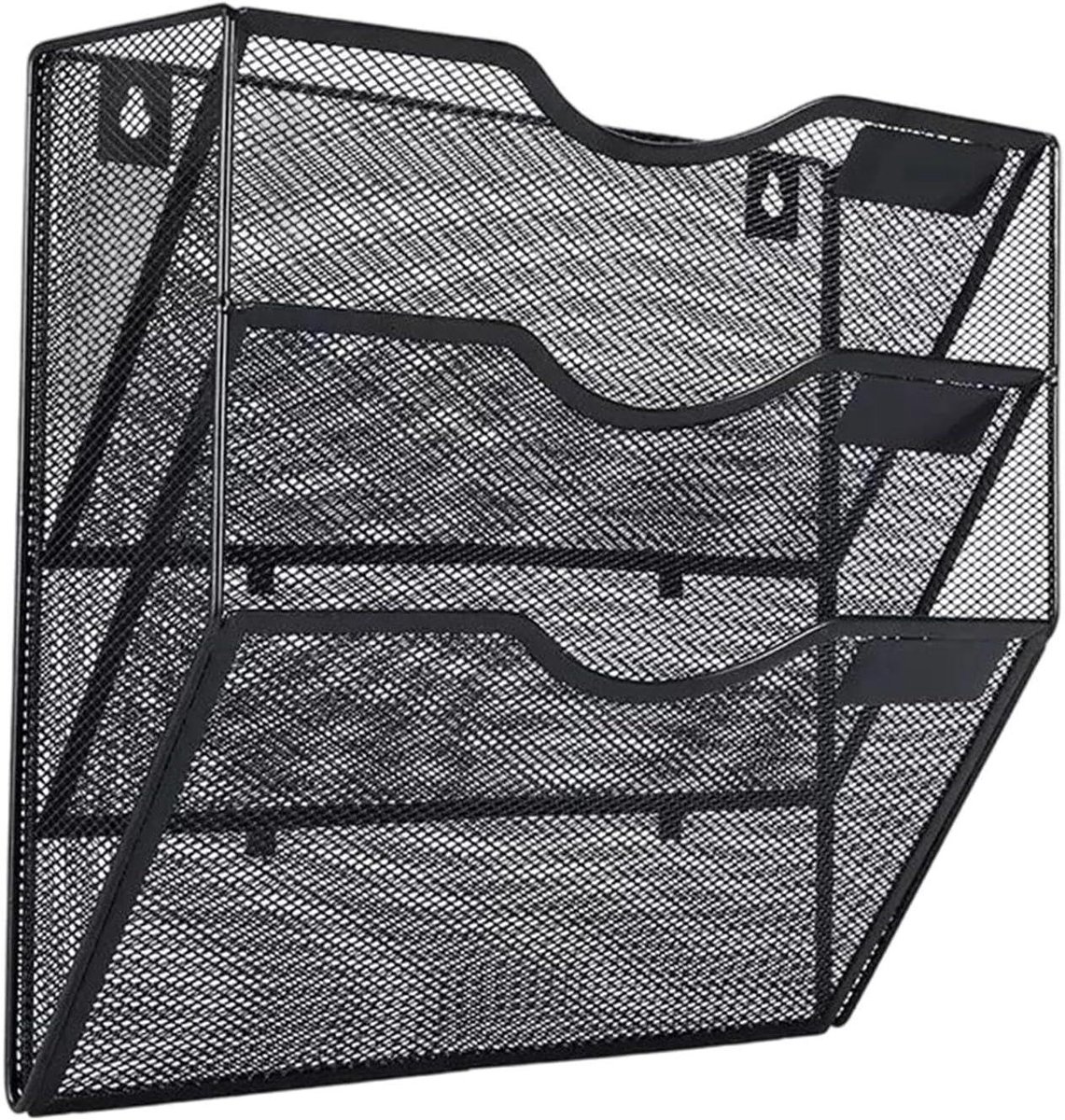 Wand Organizer - Documentenbak - Bureau Opbergen - Metalen 3 Niveaus - 36.8 cm Hoog - Zwart