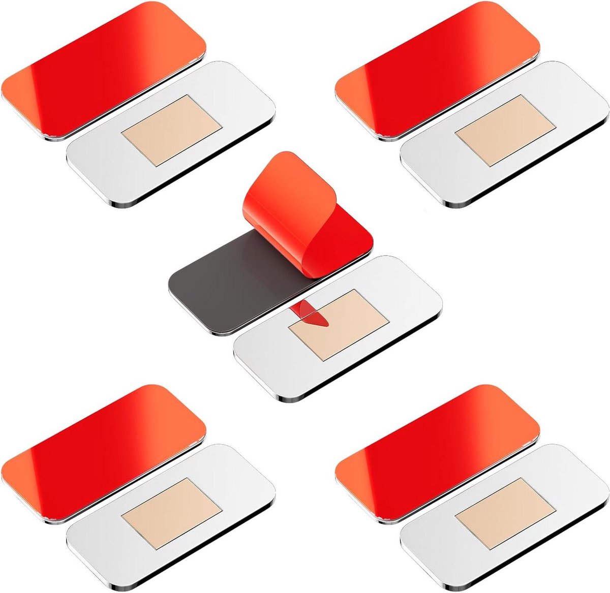 Kastmagneten - Deur sluitingen - Stil Huis - Zelfklevend Dun - 5 Stuks - Rood