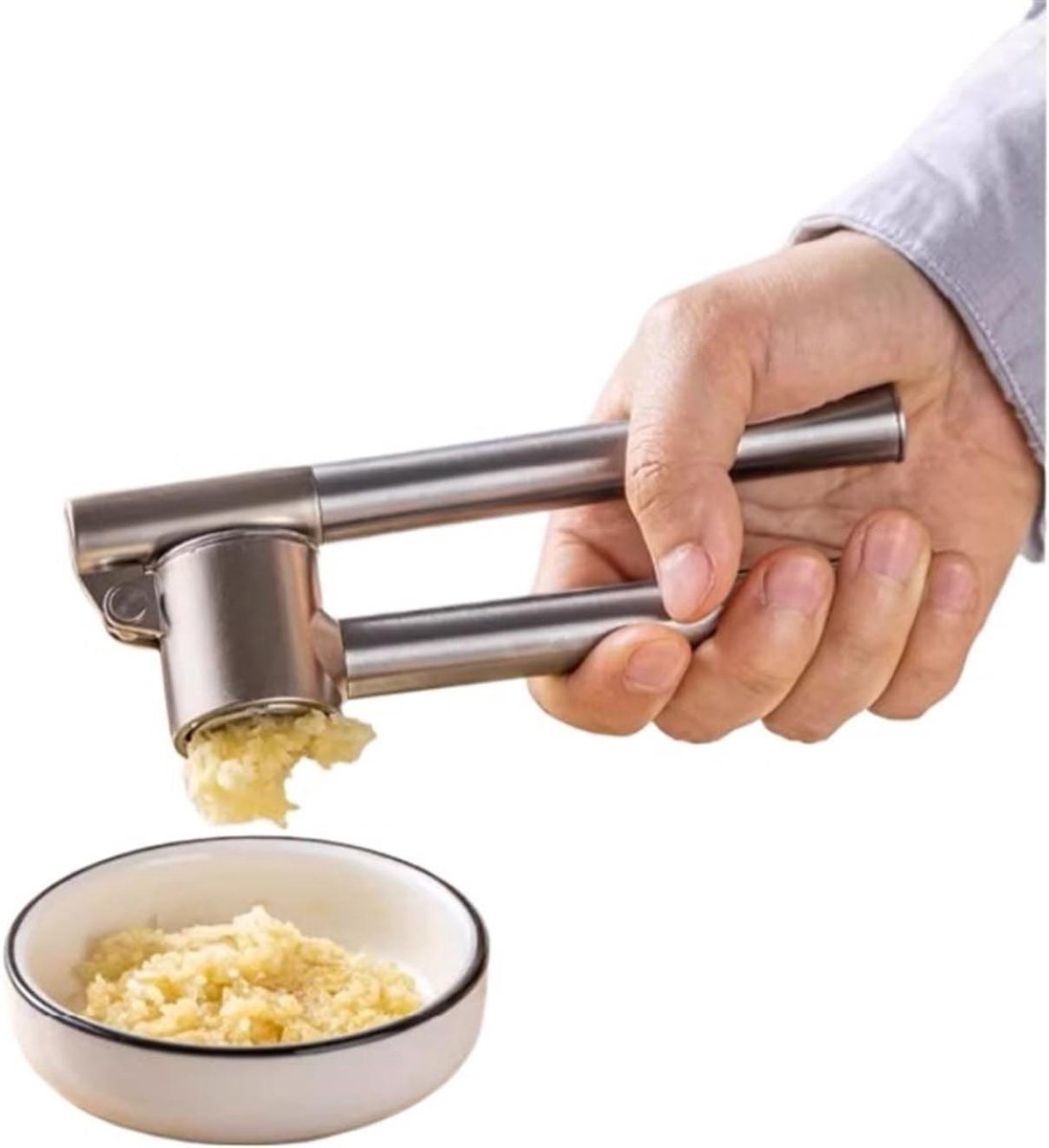 Knoflookpers - Keukengereedschap - Snel Kruiden Maken - Vaatwasserbestendig - 15.6 cm - Zilverkleurig