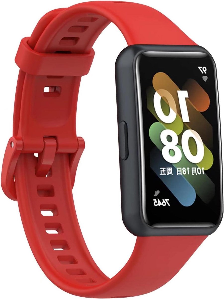 Horlogeband - Polsband Armband - Smartwatch Personaliseren - Zacht Ademend TPU - Verstelbaar - Rode Wijn