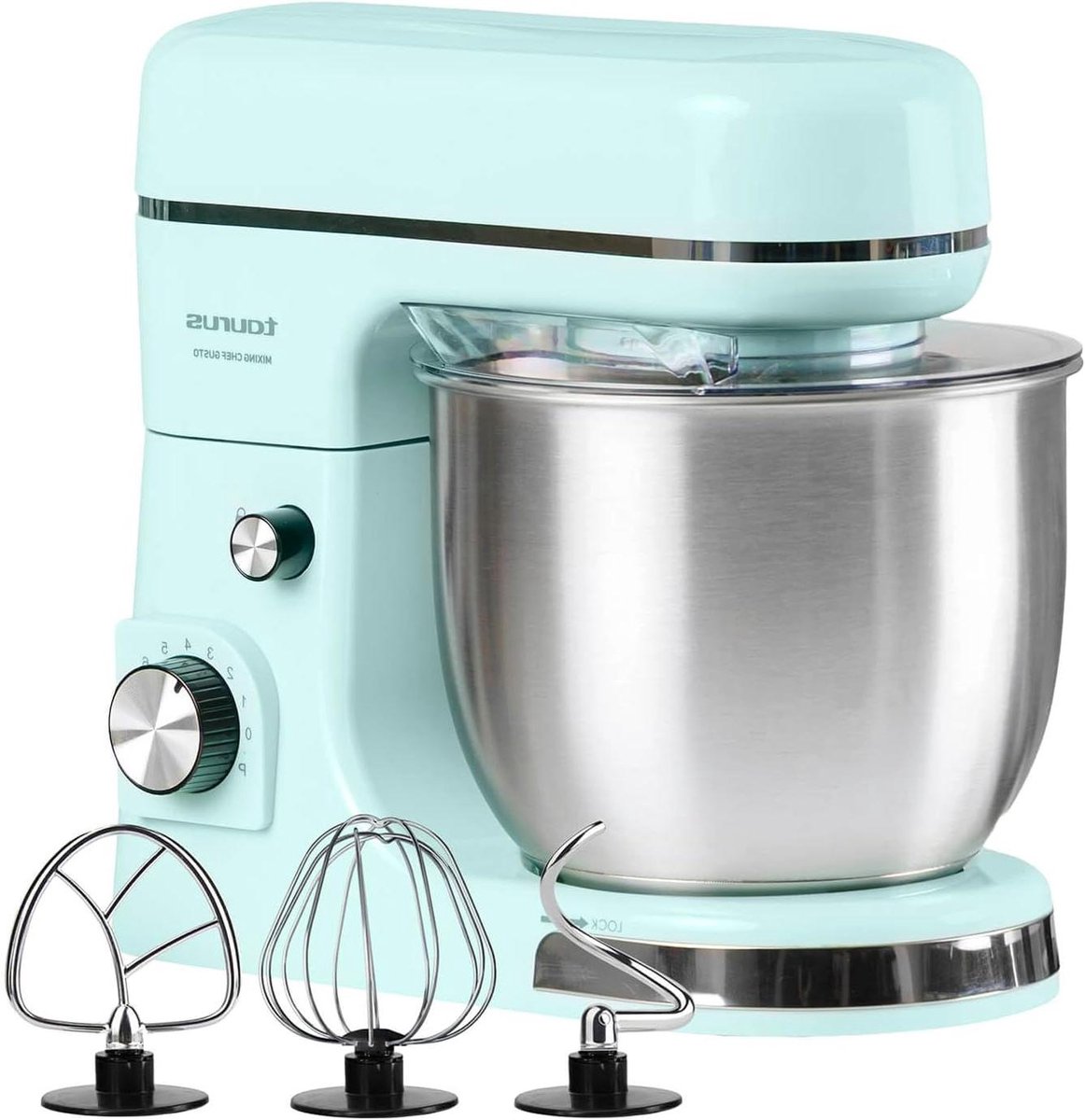 Keukenmachine - Mixer Staande Mixer - Bakken en Koken - Planetaire Rotatie Systeem - 5 liter kom - Turkoois