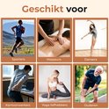 Collage van zes afbeeldingen die de toepassingen van de massage roller tonen: sporters, masseurs, dansers, kantoorwerkers, yoga liefhebbers en ouderen.