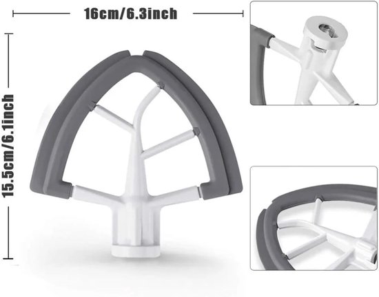 Mixer Flex Edge Beater - Keukenmachine Accessoire - Beslag Mengen - Siliconen Rand - 45-5 Qt Kom - One Color — afbeelding 5