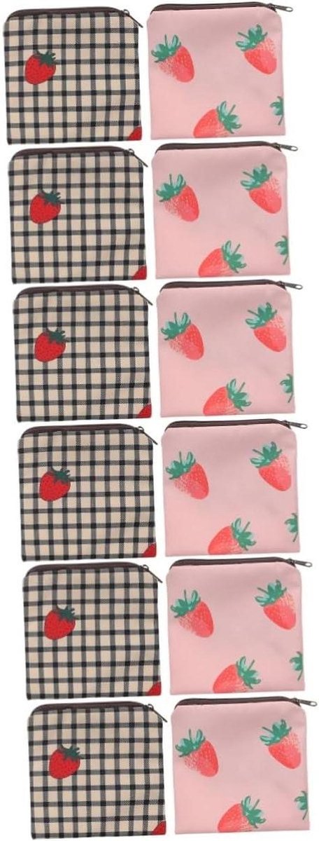 Maandverband Opbergtas - Menstruatiehouder Portemonnee - Hygiënisch Opbergen - Scheurvast Polyester - 12 Stuks - Diverse Kleuren