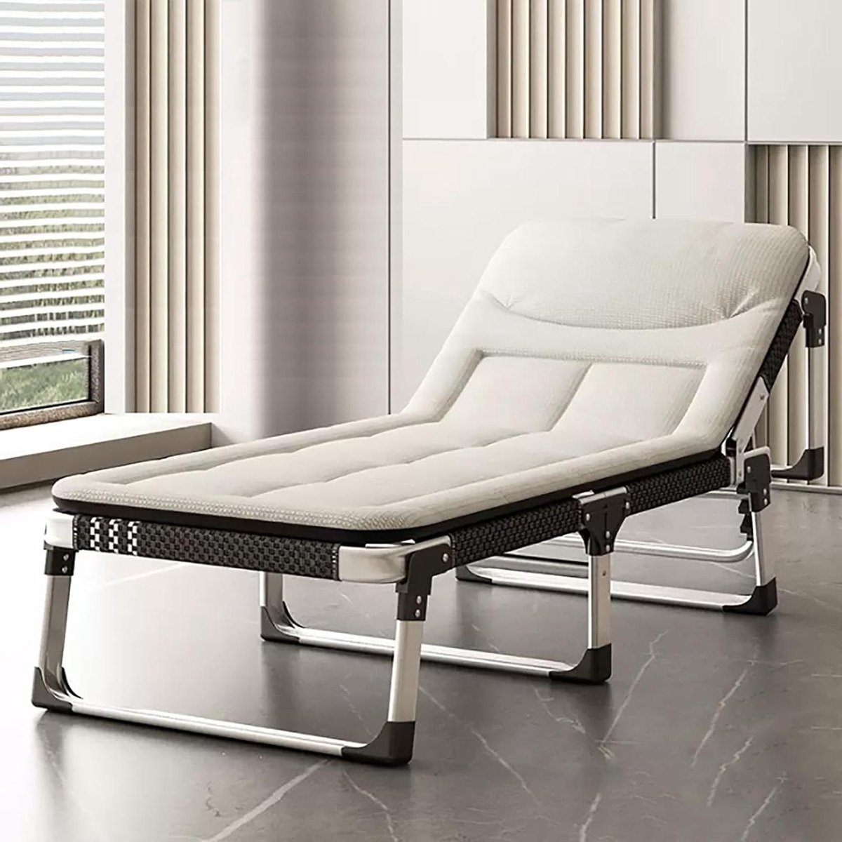 Opvouwbaar Bed - Veldbed - Kamperen en Reizen - 5-posities Verstelbaar - 190x68cm - Wit