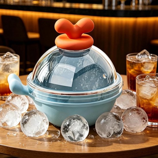 IJsballen Maker Mal, Gekoeld Sap Bereiden, Ronde IJs Mal met Deksels, Voor alle drinkers entertainers thuis kantoor feestjes appartement campervakantie bar club wijn sap en cocktails en zomerseizoenen — afbeelding 3