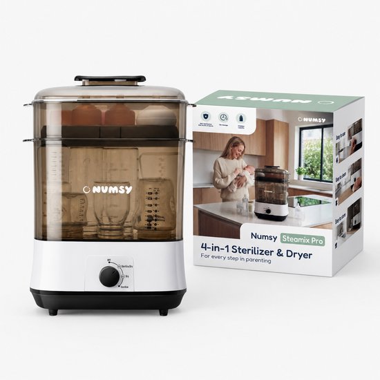 Numsy Steamix Pro Sterilisator en Droger - Flessterilisator - 4-in-1 - Tot 8 Flessen - 48u Opslag - Babyfles Sterilisator - Wit/Groen van Numsy — afbeelding 5