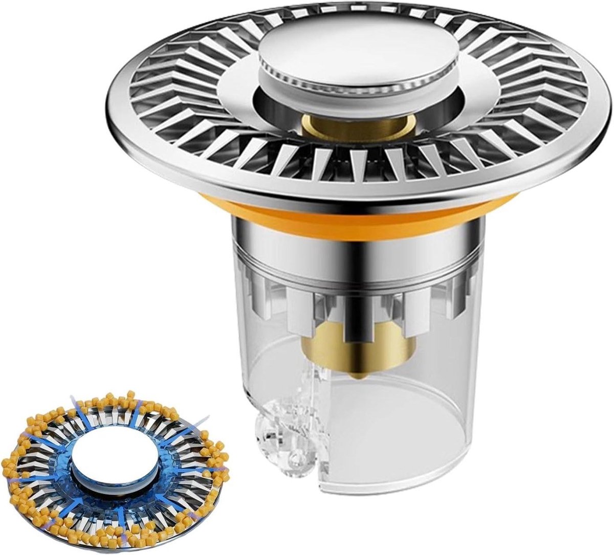 Gootsteenplug Stopper - Afvoerstopper Badkamer - Afvoer Verstopping Voorkomen - Met Anti-verstopping Mand - 28-31 mm - Zilver