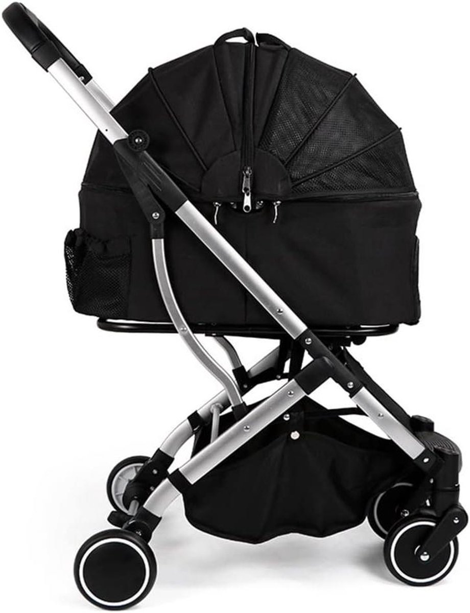 Huisdier Wandelwagen - Reismand - Comfortabel Reizen - Afneembare Wiege - Tot 20 kg - Zwart