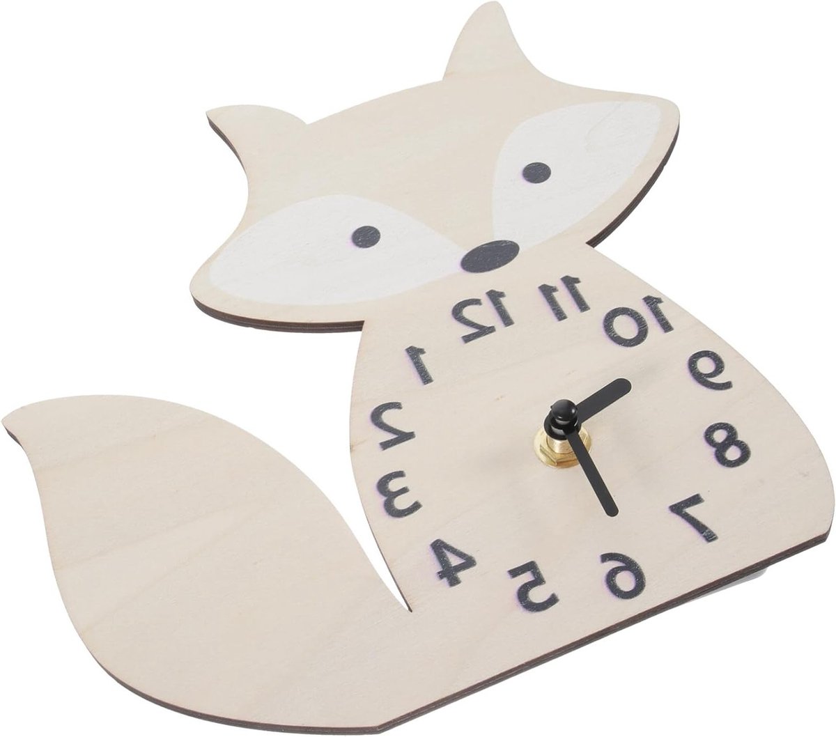Houten Dieren Wandklok - Stille Klok voor Kinderkamer en Woonkamer Decoratie - Batterijloos Design, 20.3 x 19.6 cm