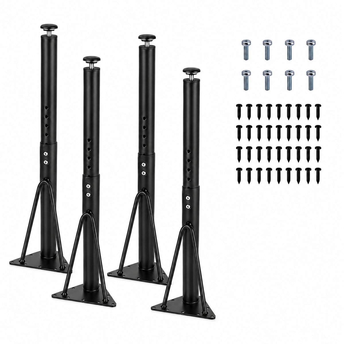 JustValue Verstelbare Tafelpoten Metaal - 45-75 cm - Set van 4 - Hoogte Verstelbaar - Zwart