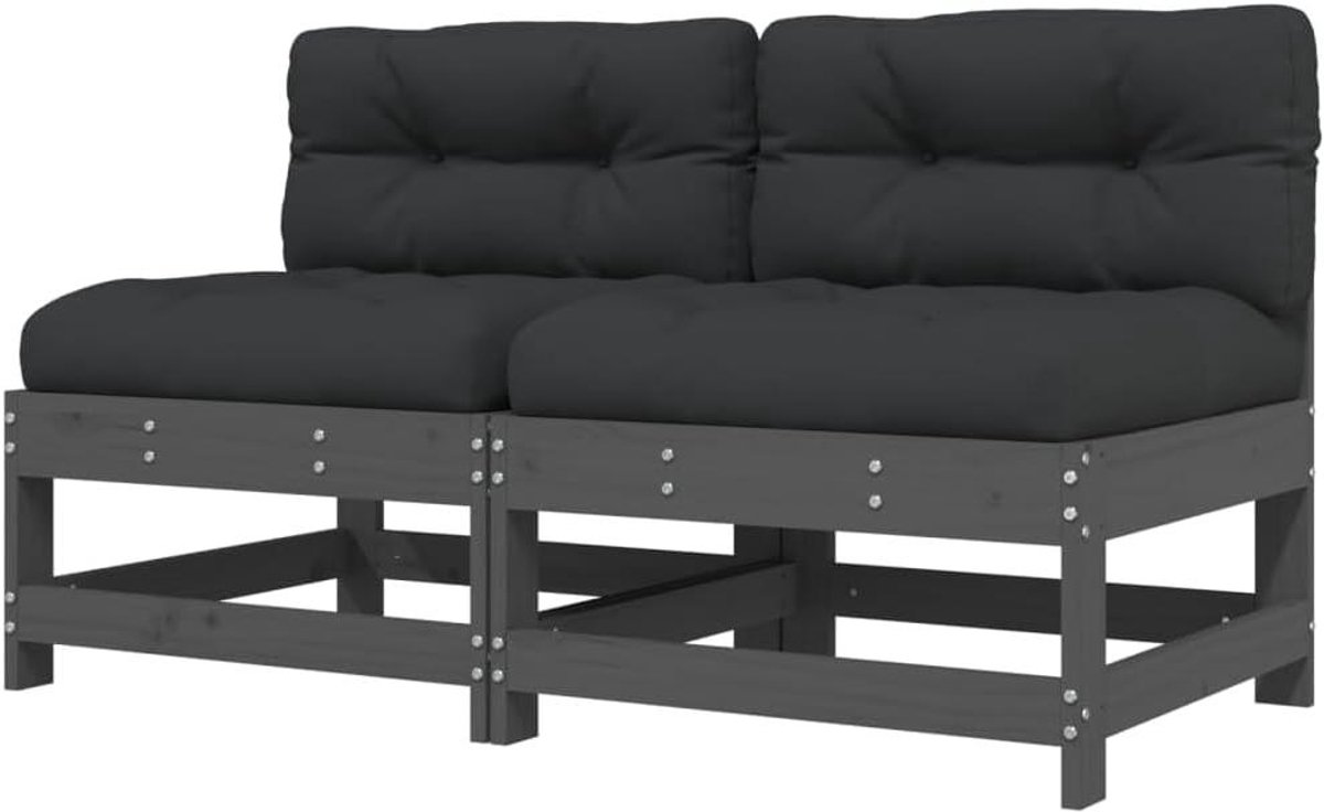 Modulaire Middenbank - Tuinbank Hout - Buiten Zitten - Lattendesign - 62 x 62 x 705 cm - Grijs