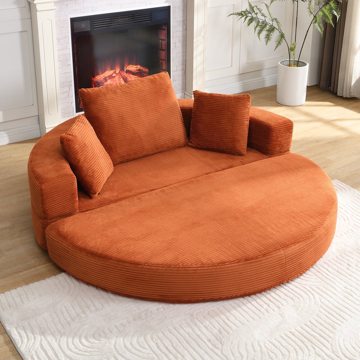 Sweiko Modulaire bank - Slaapbank zonder frame - Montagevrij - Inclusief kussens - Corduroy - Oranje