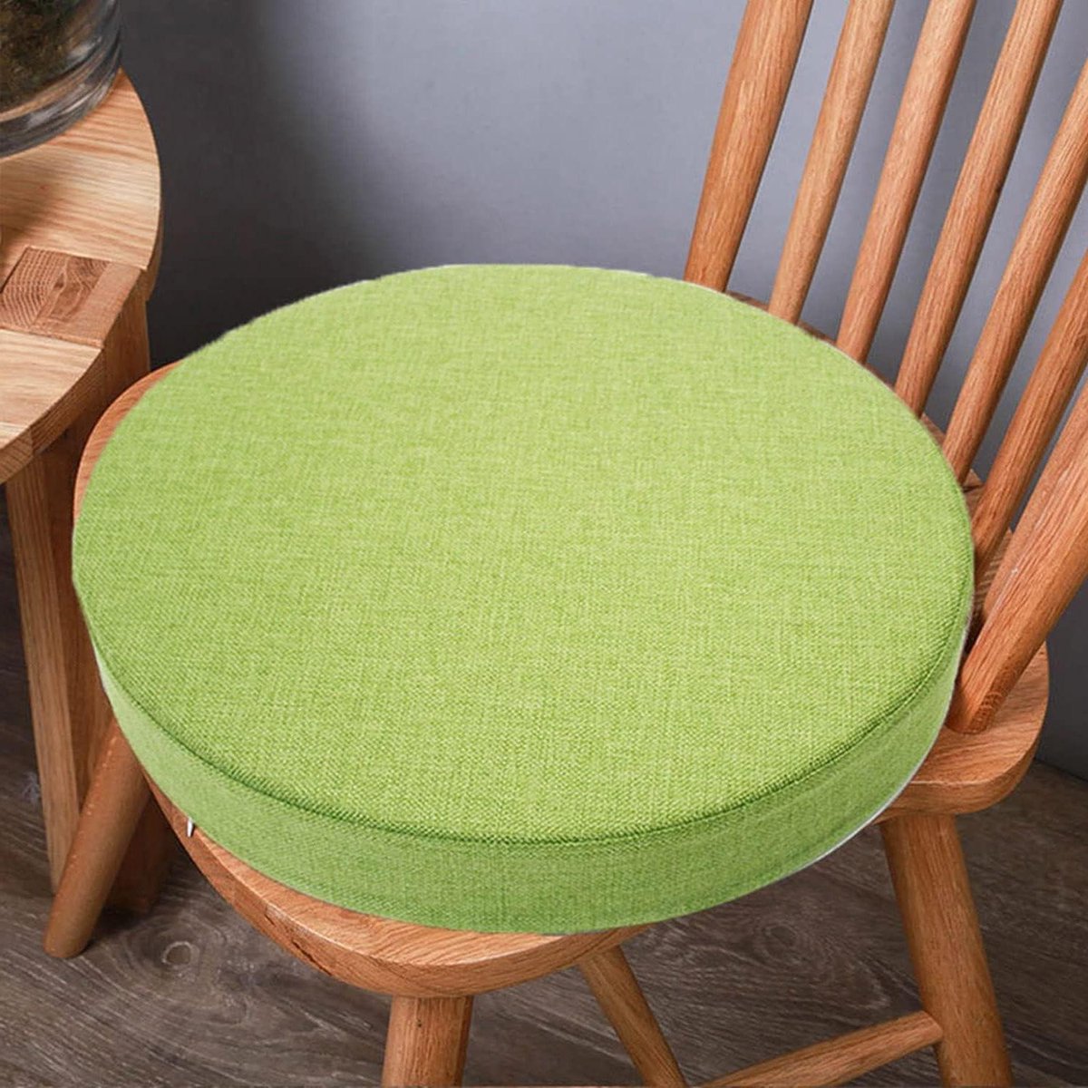 Stoelkussen Rond - Zitkussen Tuinstoel - Comfortabel Zitten - Hoge Dichtheid Schuim - 40x40x3cm - Groen