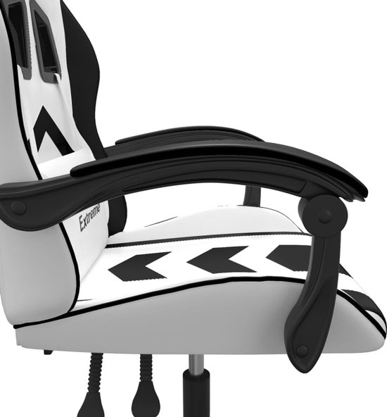 Gaming stoel - Fauteuil Speelstoel - Comfortabel gamen - Verstelbare rugleuning - 1 stuk - Wit en zwart — afbeelding 4
